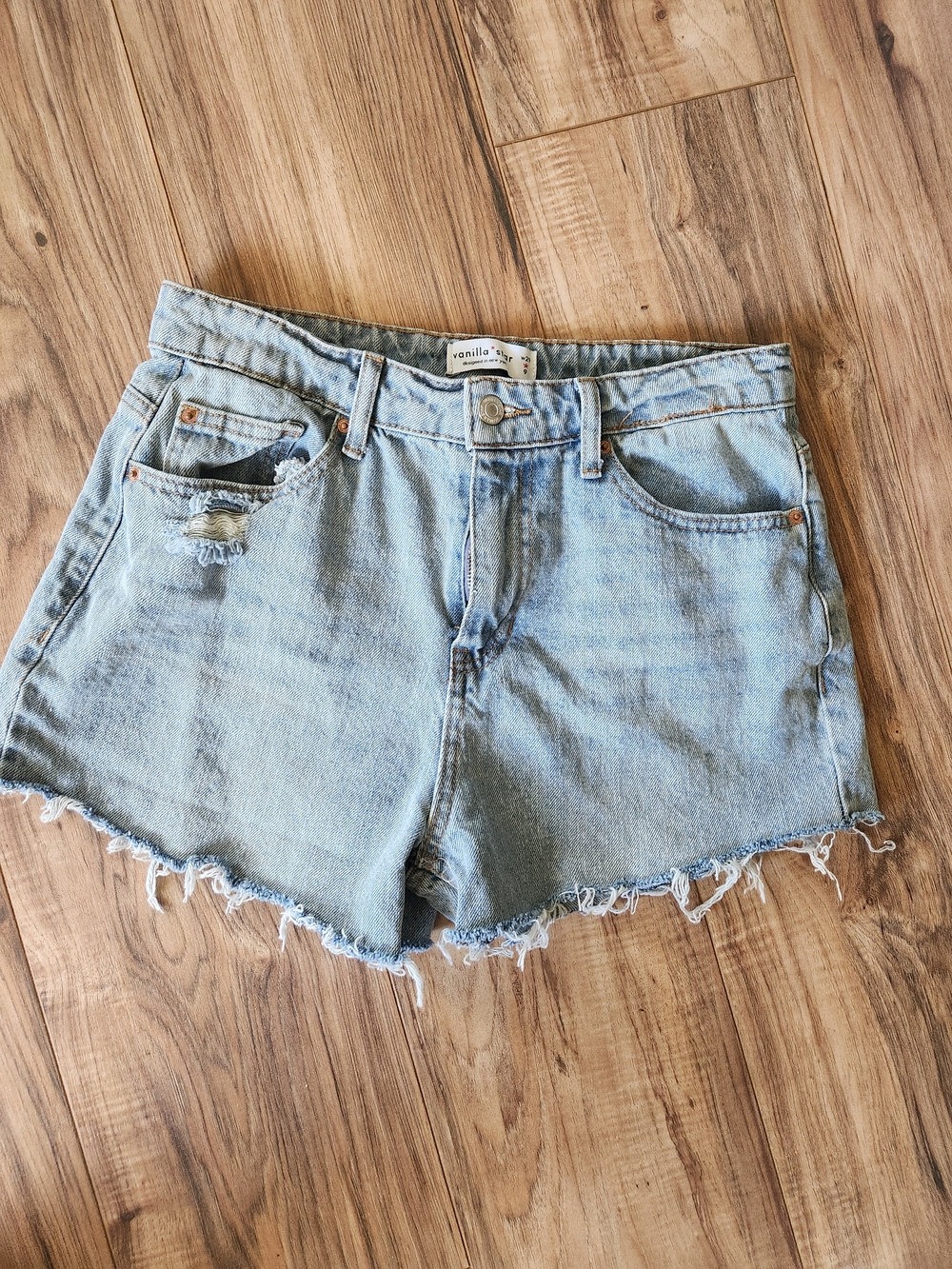 Vanilla Star Light Wash Distressed Denim Cutoff Shorts Size 9